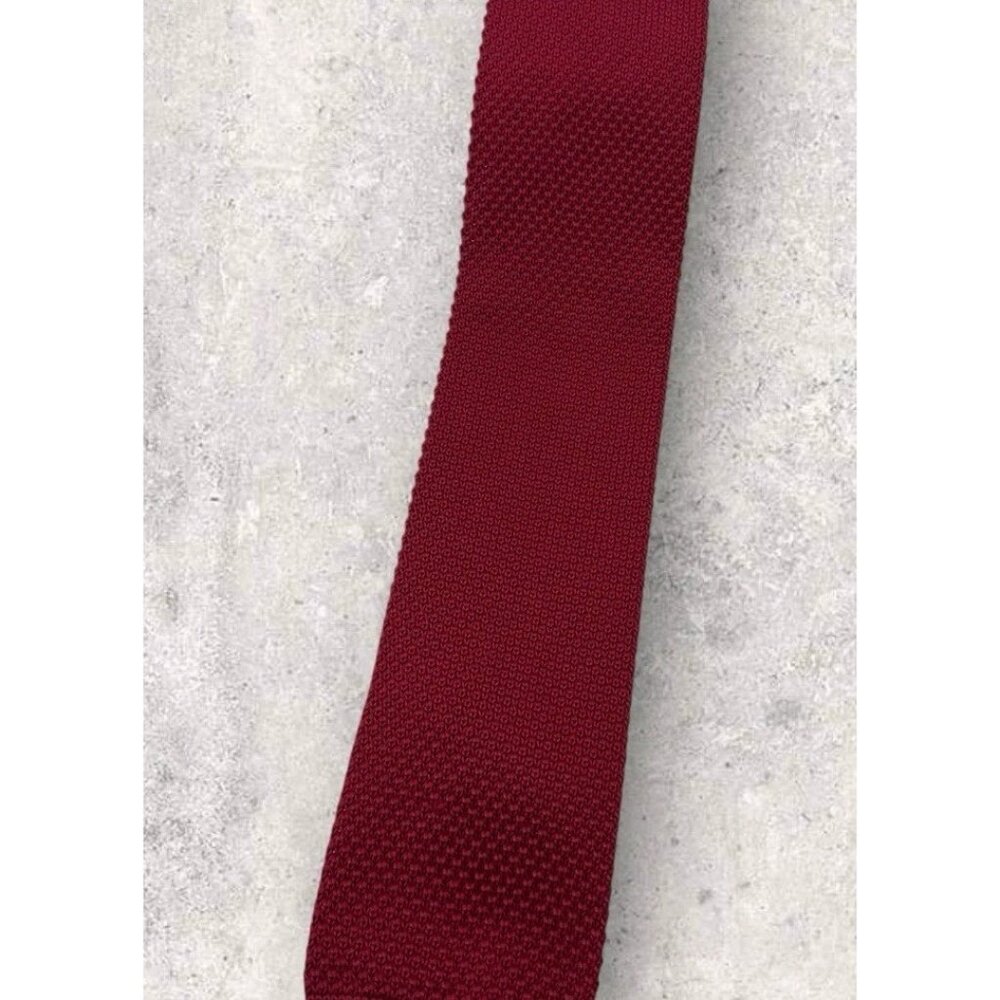 Burma Bibas Polyester Solid Knit Tie Solid Red W:… - image 6